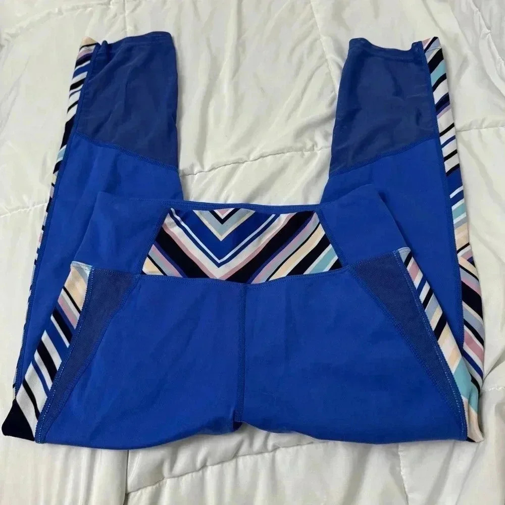 Nanette Lepore Woman’s Yoga Workout Exercise Leggings XS Colorful Mesh Striped